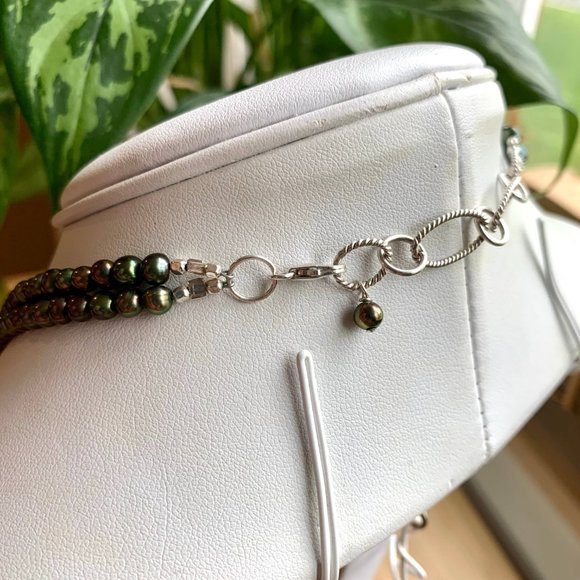 Green pearl & topaz multistrand necklace - Picture 6 of 7